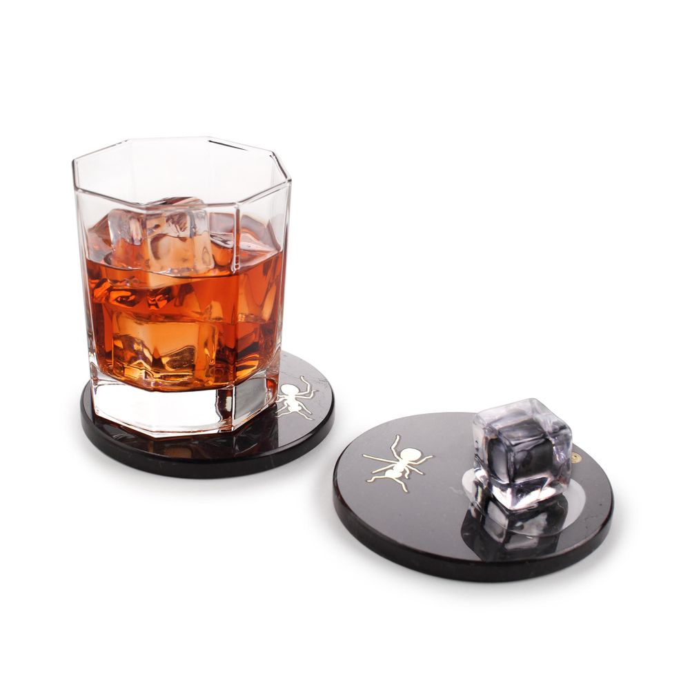 Plats et saladiers - Sous-verres ronds Ants en marbre Marquina - ATELIER BARBERINI & GUNNELL
