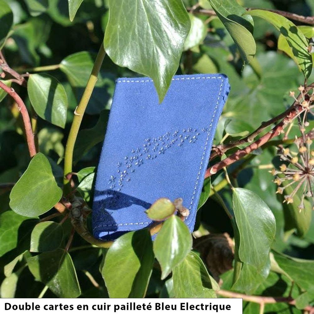 Petite maroquinerie - Etui à cartes Double en cuir Pailleté - LA CARTABLIÈRE