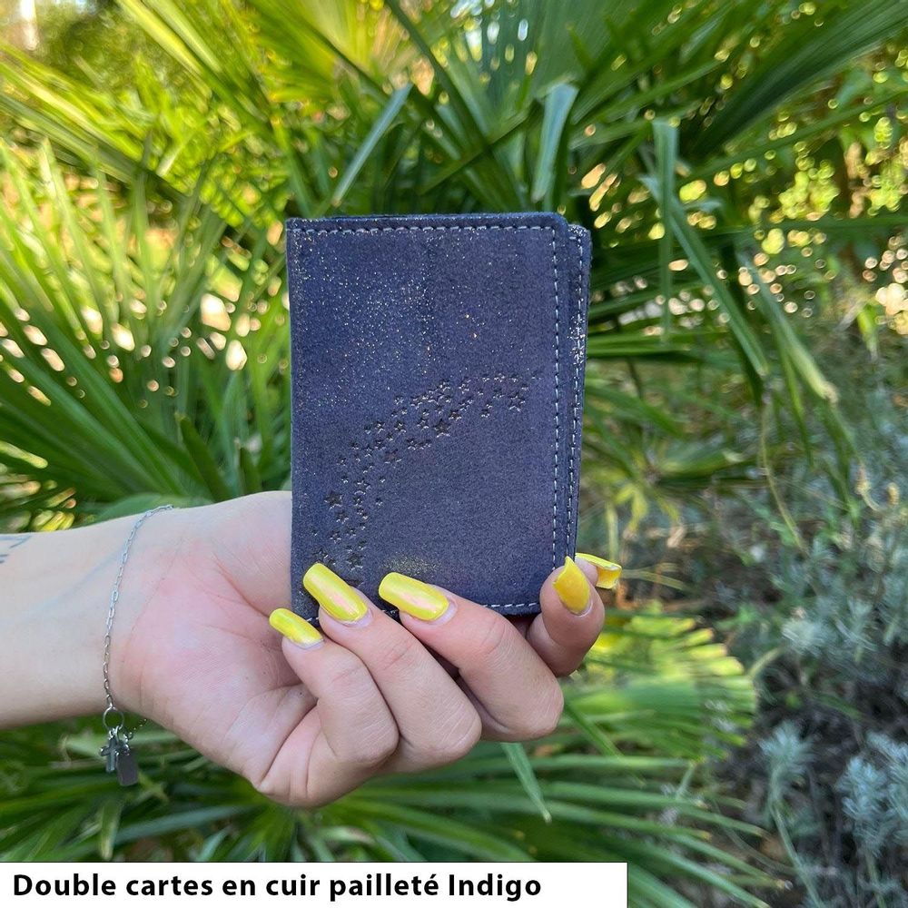 Petite maroquinerie - Etui à cartes Double en cuir Pailleté - LA CARTABLIÈRE