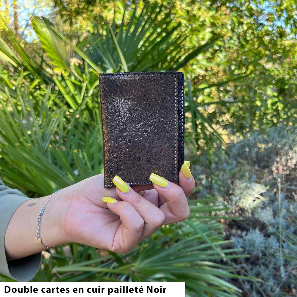 Petite maroquinerie - Etui à cartes Double en cuir Pailleté - LA CARTABLIÈRE