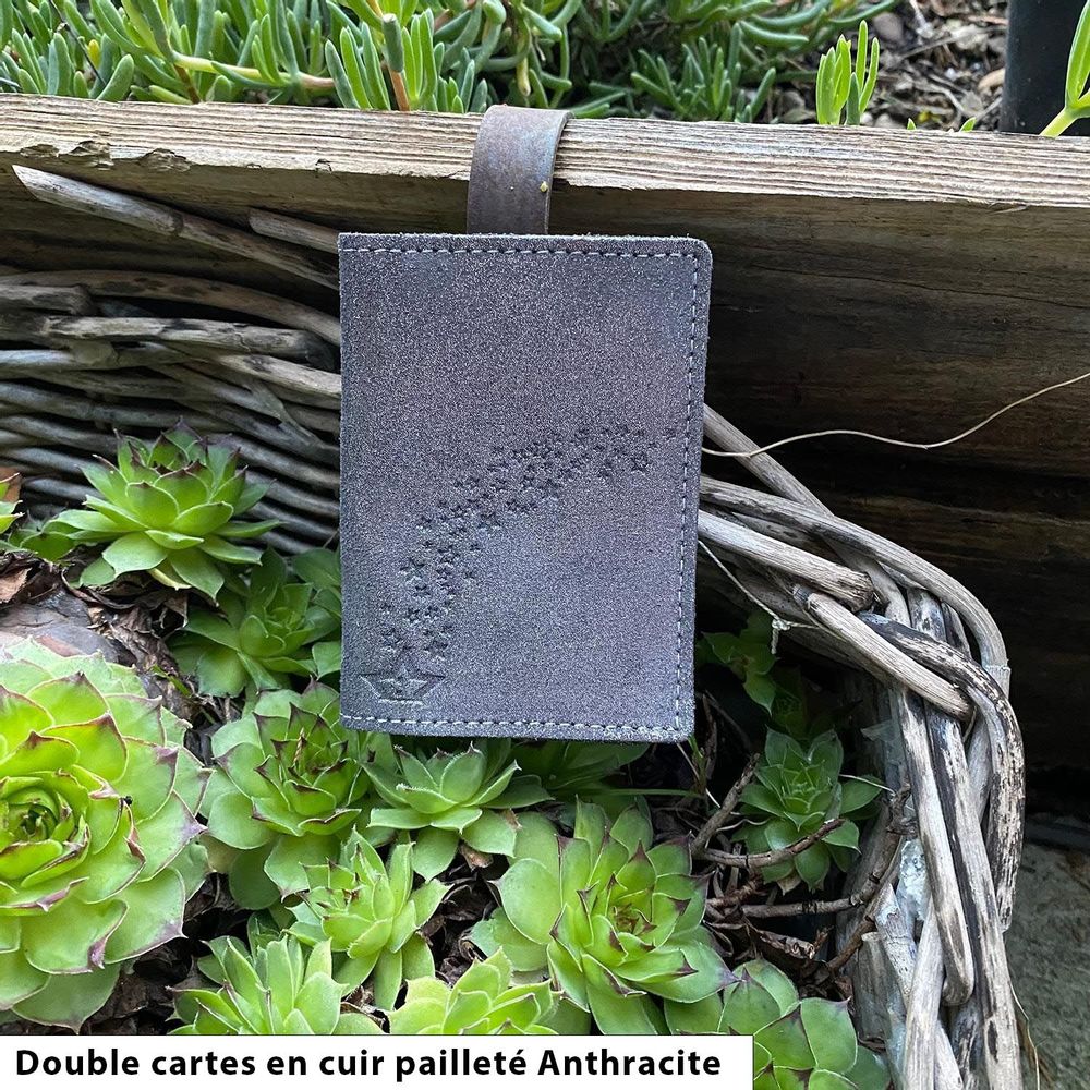 Petite maroquinerie - Etui à cartes Double en cuir Pailleté - LA CARTABLIÈRE