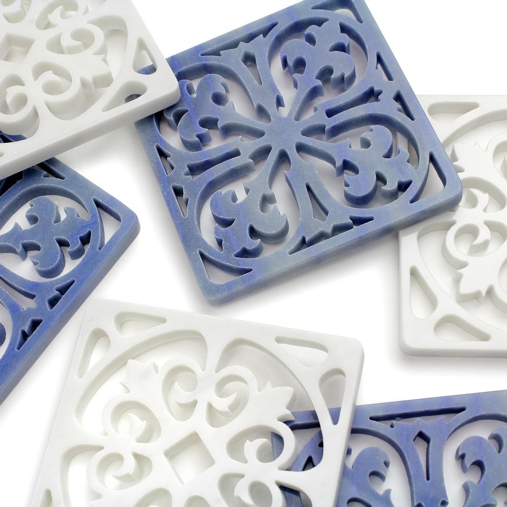 Platter and bowls - Amalfi coasters in white Carrara marble - ATELIER BARBERINI & GUNNELL