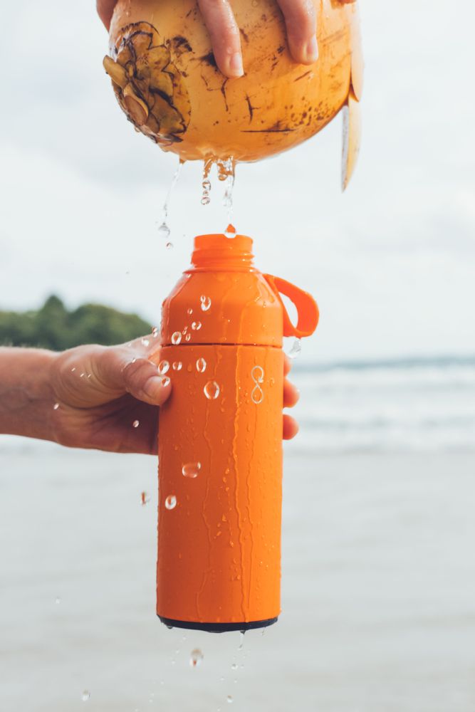 Accessoires de voyage - "Ocean Bottle" la gourde originale (500ml) - Orange soleil - OCEAN BOTTLE