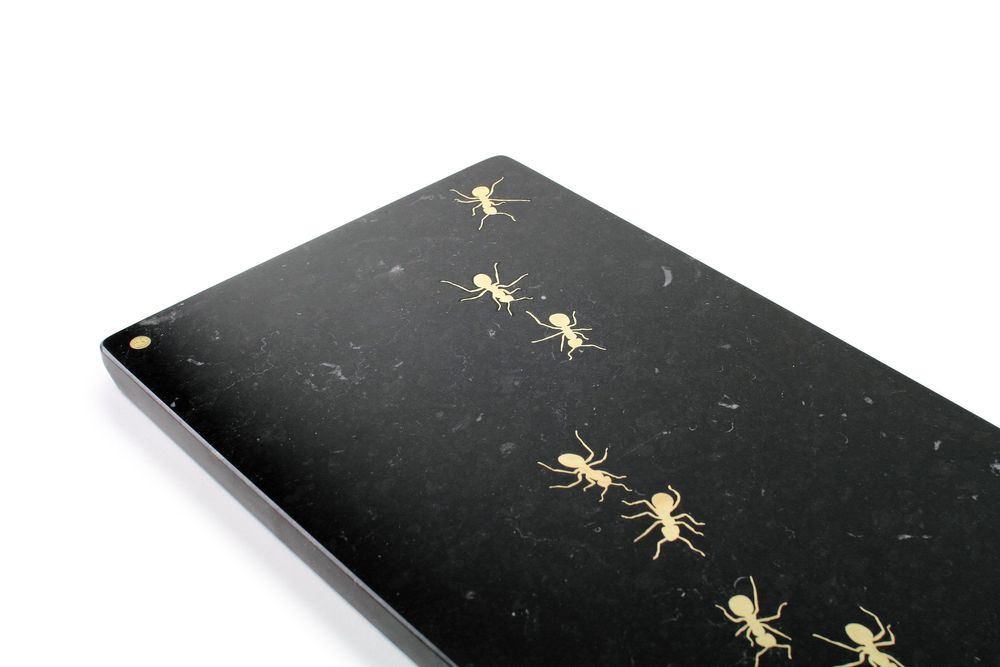 Platter and bowls - Ants on Marquina - big centerpiece / serving plate in marble - ATELIER BARBERINI & GUNNELL