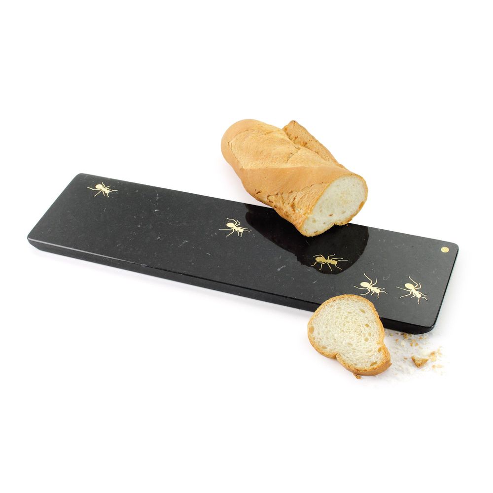 Platter and bowls - Ants on Marquina - medium centerpiece / serving plate in marble - ATELIER BARBERINI & GUNNELL