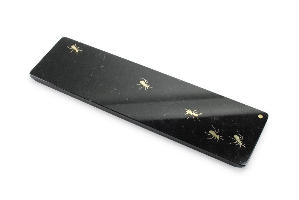 Platter and bowls - Ants on Marquina - medium centerpiece / serving plate in marble - ATELIER BARBERINI & GUNNELL