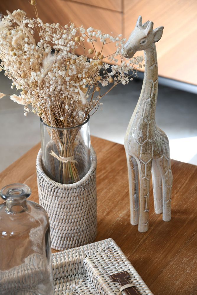Vases - Pye rattan and white glass vase - PAGAN
