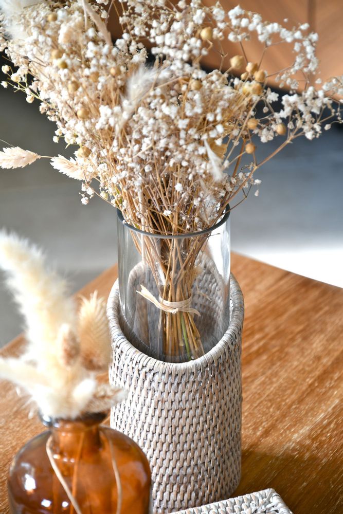 Vases - Pye rattan and white glass vase - PAGAN