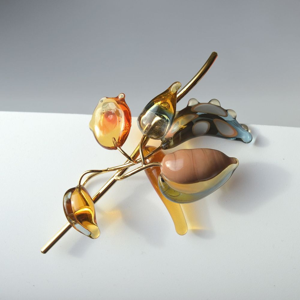 Cadeaux - Broche plaqué or 18k verre Murano artisan Onirica collection - CHAMA NAVARRO