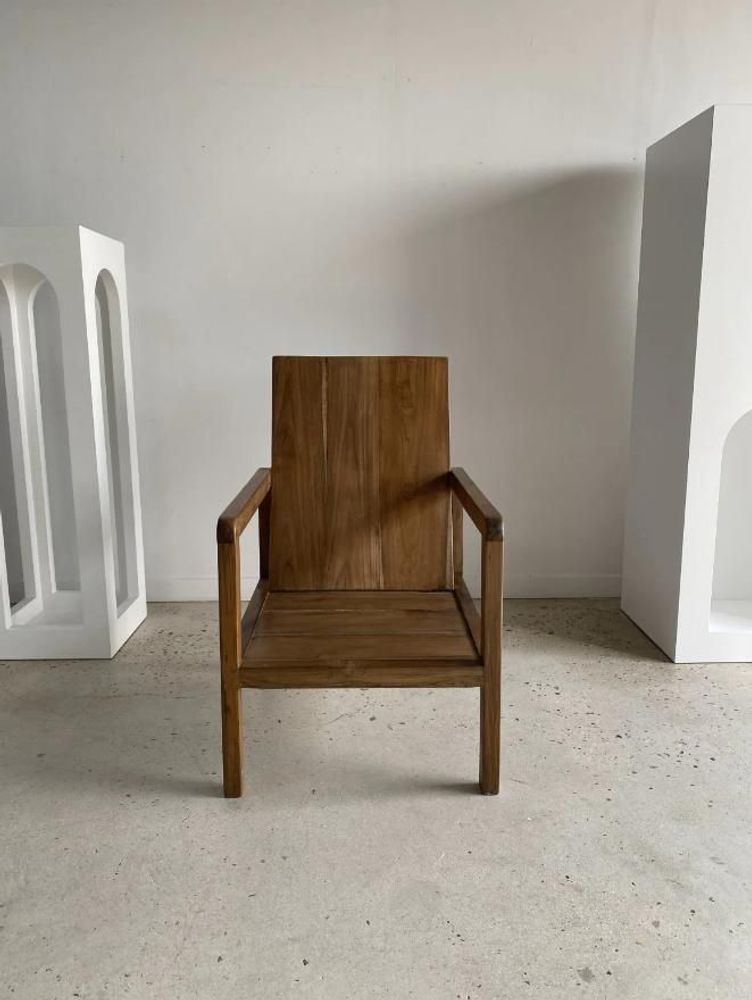 Armchairs - Large armchair in natural wood (teak) minimalist design - OFFICE OBJETS