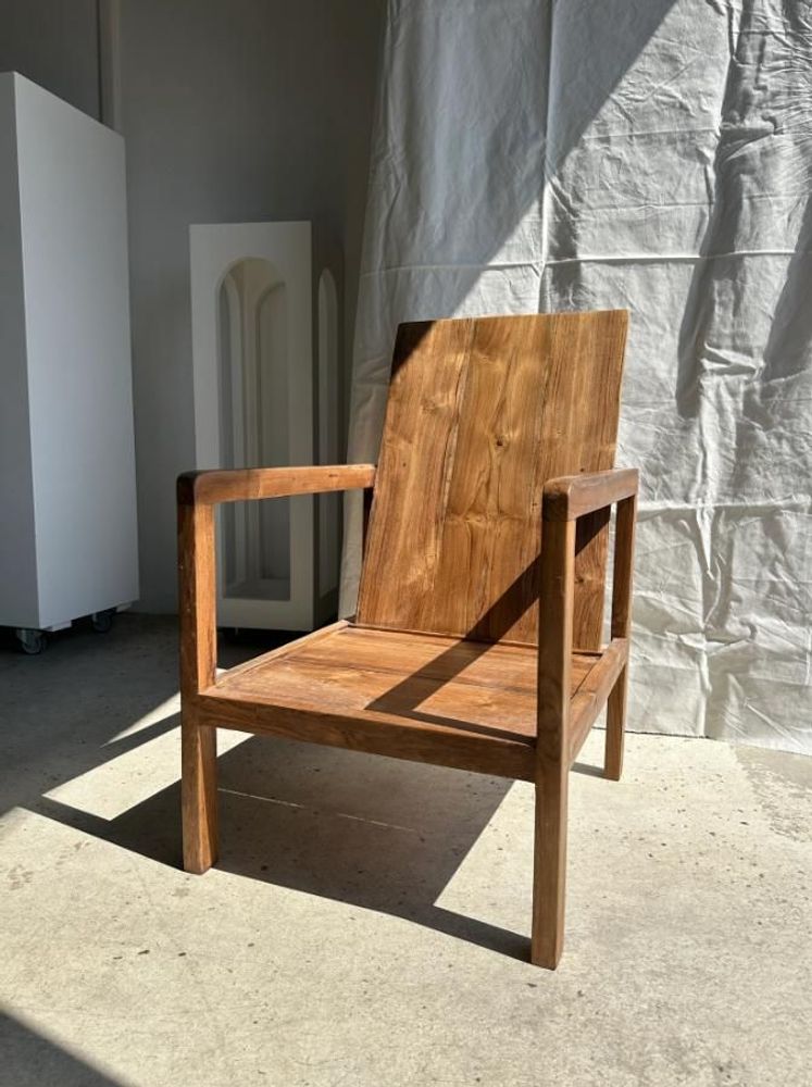 Armchairs - Large armchair in natural wood (teak) minimalist design - OFFICE OBJETS