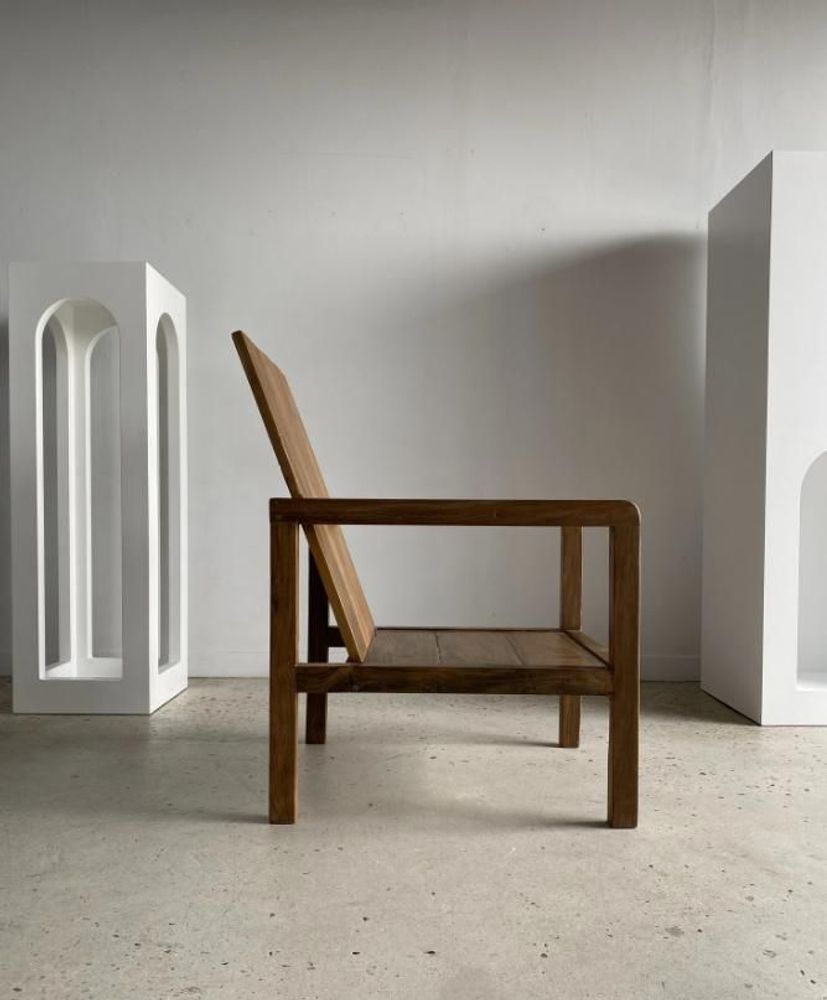 Armchairs - Large armchair in natural wood (teak) minimalist design - OFFICE OBJETS