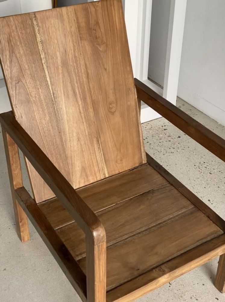 Armchairs - Large armchair in natural wood (teak) minimalist design - OFFICE OBJETS