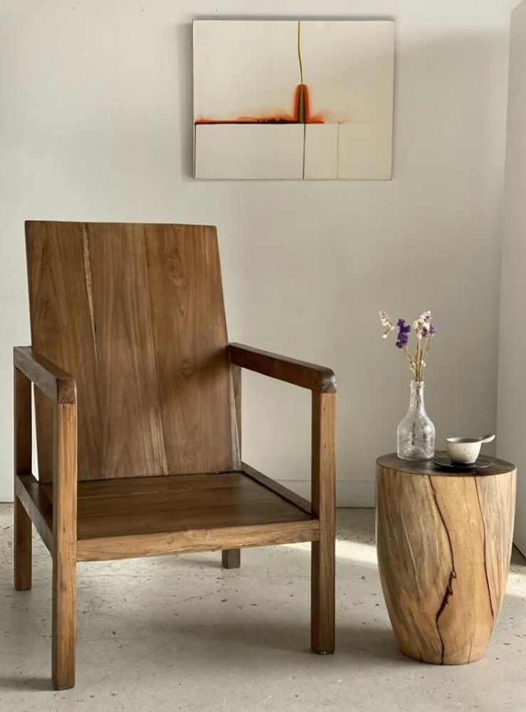 Armchairs - Large armchair in natural wood (teak) minimalist design - OFFICE OBJETS