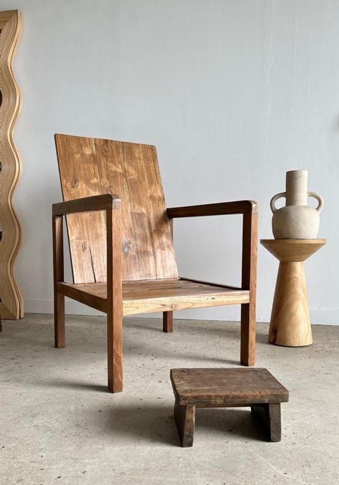 Armchairs - Large armchair in natural wood (teak) minimalist design - OFFICE OBJETS