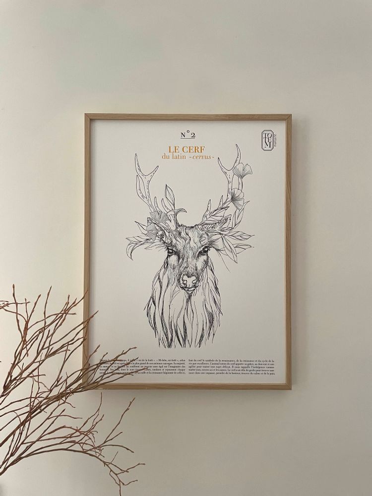 Poster - DEER TOTEM animal poster - TOTEM NATURE - ENCENS ET FUMIGATION