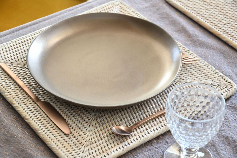 Placemats - Kiko natural rattan square placemat - PAGAN