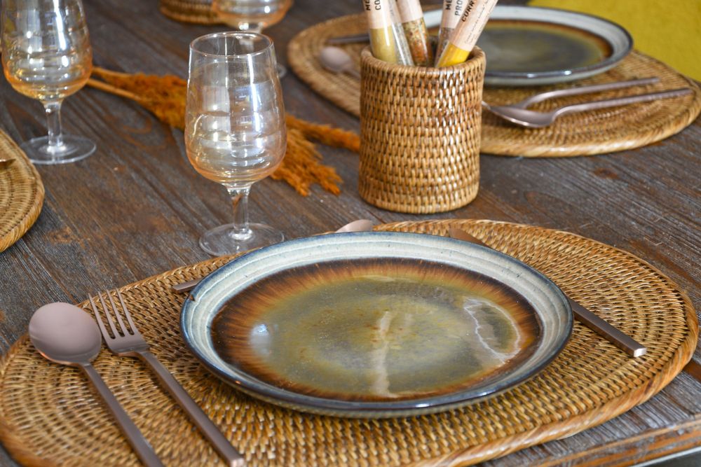 Formal plates - Marion natural rattan oval placemat - PAGAN