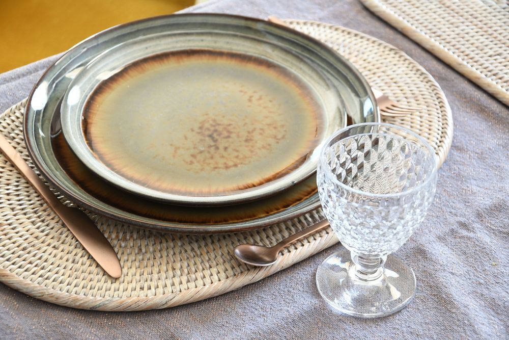 Formal plates - Marion natural rattan oval placemat - PAGAN