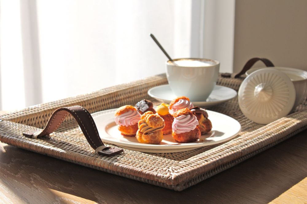 Trays - Oakkan rectangular tray, leather inserts - PAGAN