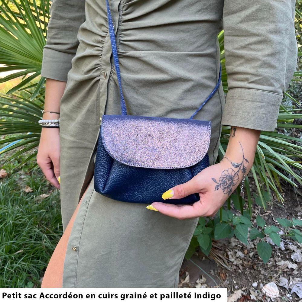 Bags and totes - Small Glitter Leather Accordion Bag - LA CARTABLIÈRE
