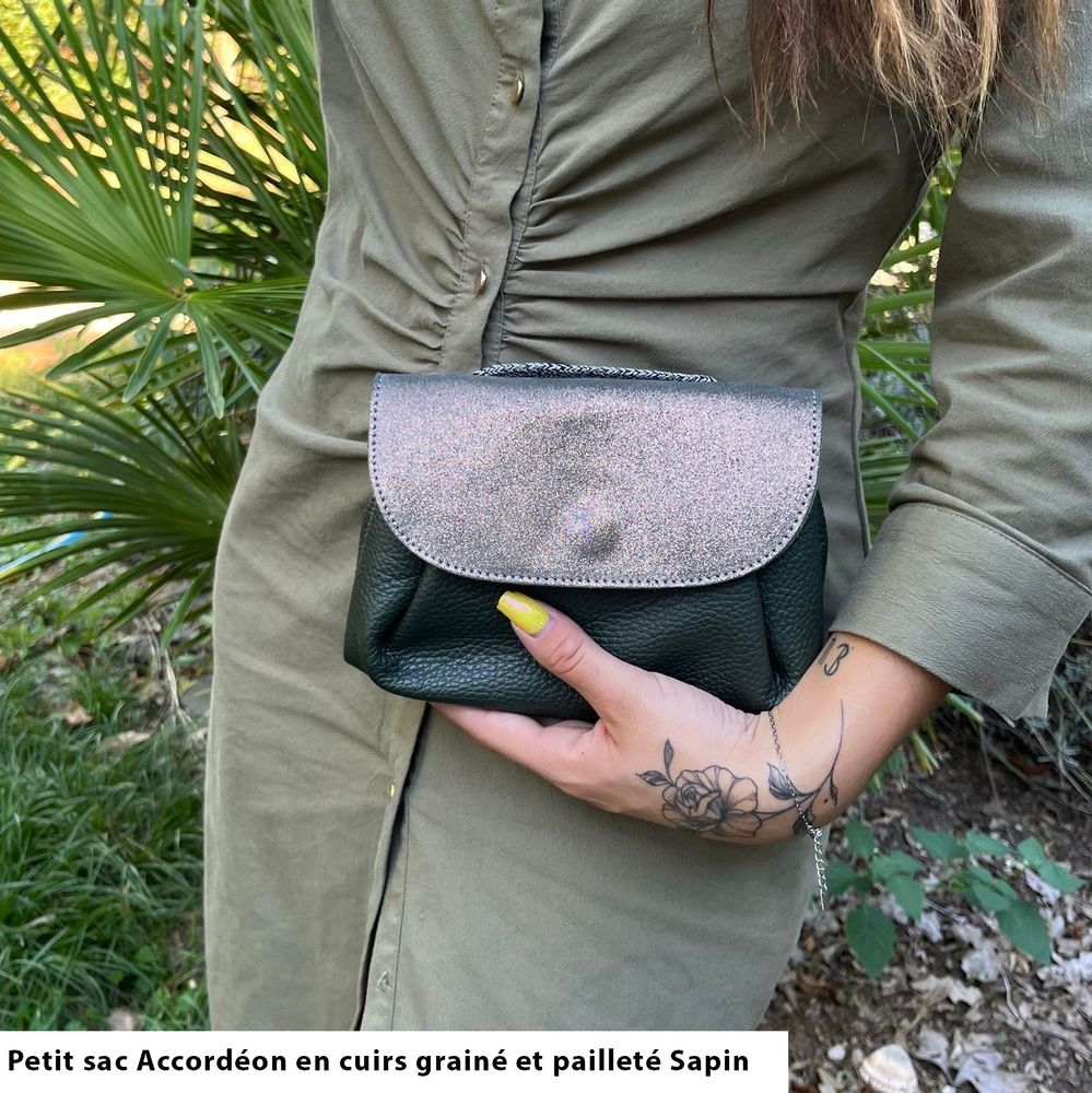 Bags and totes - Small Glitter Leather Accordion Bag - LA CARTABLIÈRE