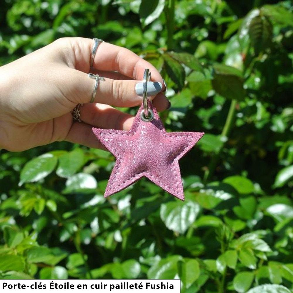 Petite maroquinerie - Porte-clés Etoile en cuir pailleté - LA CARTABLIÈRE