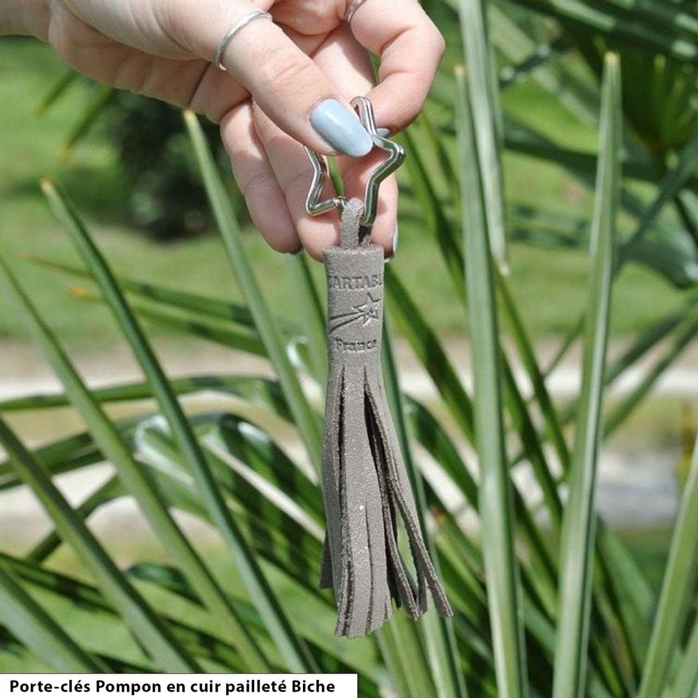 Leather goods - Glitter Leather Tassel Keychain - LA CARTABLIÈRE