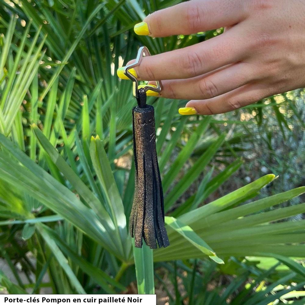 Leather goods - Glitter Leather Tassel Keychain - LA CARTABLIÈRE