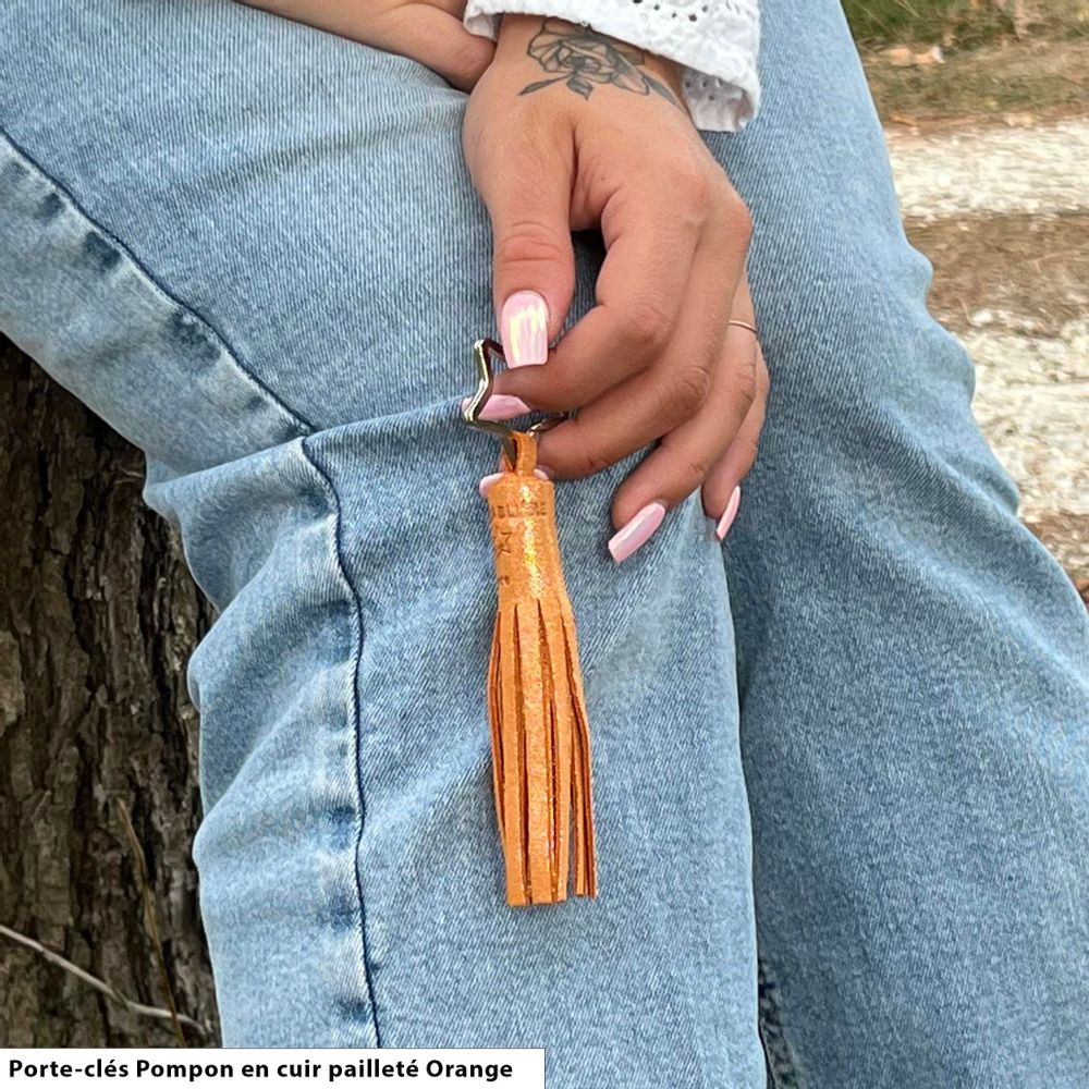 Leather goods - Glitter Leather Tassel Keychain - LA CARTABLIÈRE