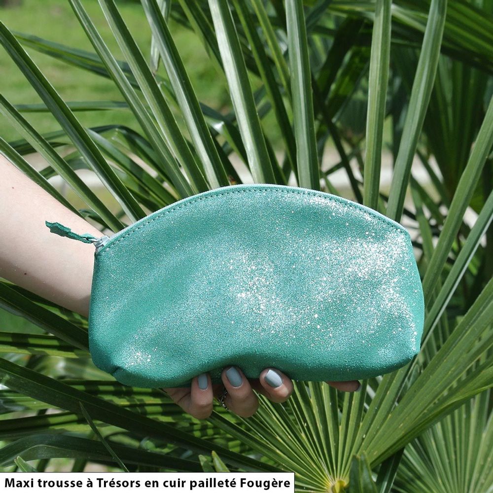 Petite maroquinerie - Maxi Trousse à Trésors en cuir pailleté - LA CARTABLIÈRE