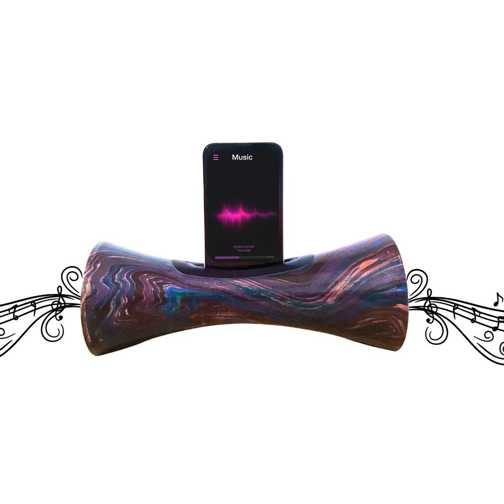 Speakers and radios - Purple marble speaker with mango wood - COCOONME