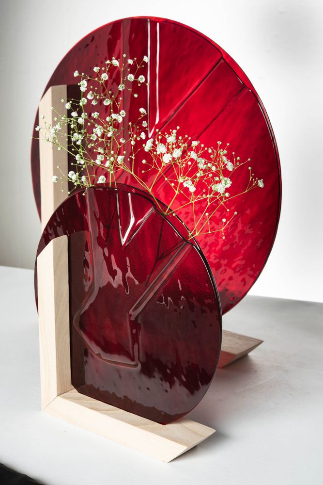 Verre d'art - Vase . BLOOD FALLS . M . Collection Time - AURORE BOUTER GLASS ART