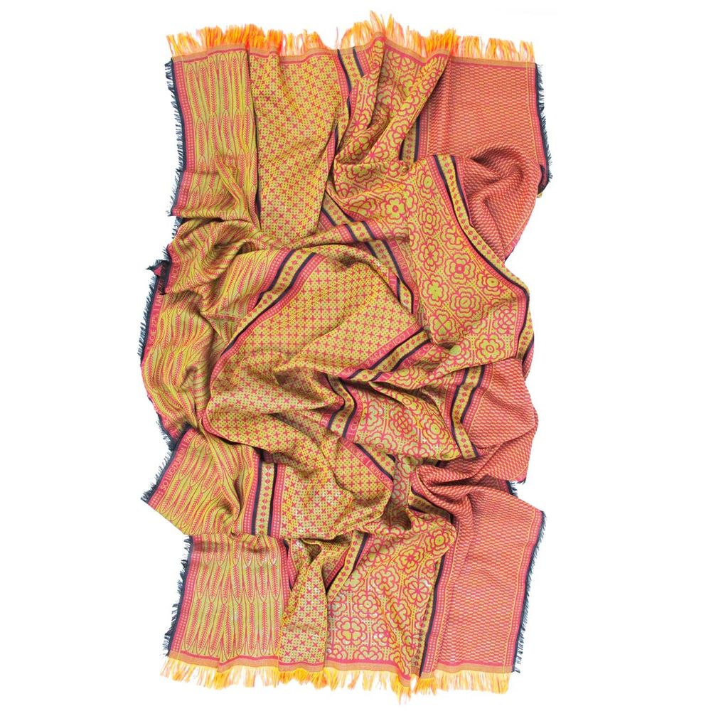 Plaids - Écharpe Maxi coton soie - Parc de la Tête D'or - rose Jaune - SOPHIE GUYOT SILKS