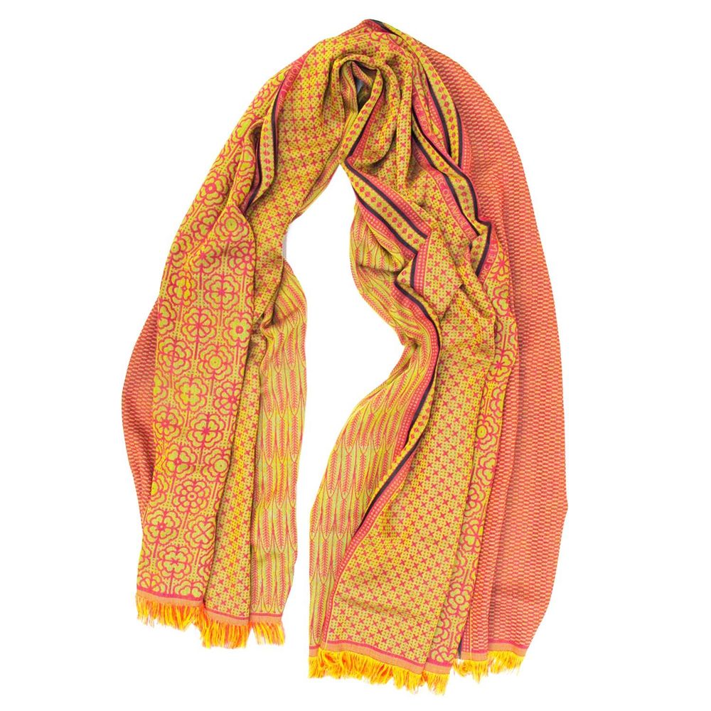 Plaids - Écharpe Maxi coton soie - Parc de la Tête D'or - rose Jaune - SOPHIE GUYOT SILKS