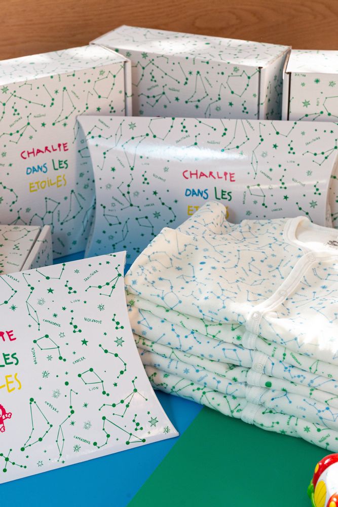 Children's bathtime - Blue constellations pyjama - CHARLIE DANS LES ETOILES