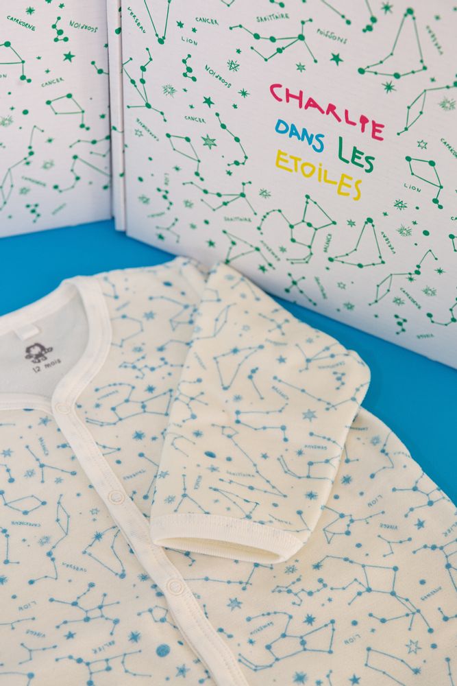 Children's bathtime - Blue constellations pyjama - CHARLIE DANS LES ETOILES