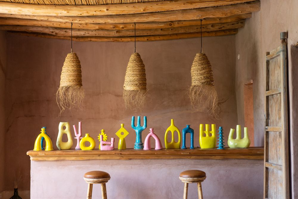 Pottery - Collection of Enameled Decorative Vases - MAISONS NOMADES