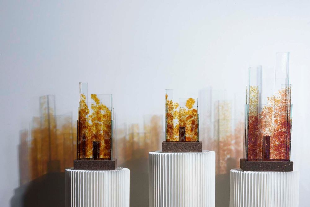 Unique pieces - Ambient light. IZAMAL. S. Skyline Collection - AURORE BOUTER GLASS ART