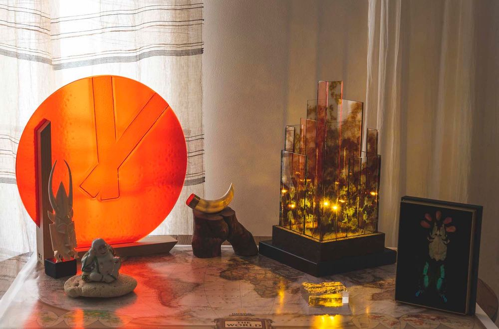 Unique pieces - Ambient light. CUZCO. MR. Skyline Collection - AURORE BOUTER GLASS ART
