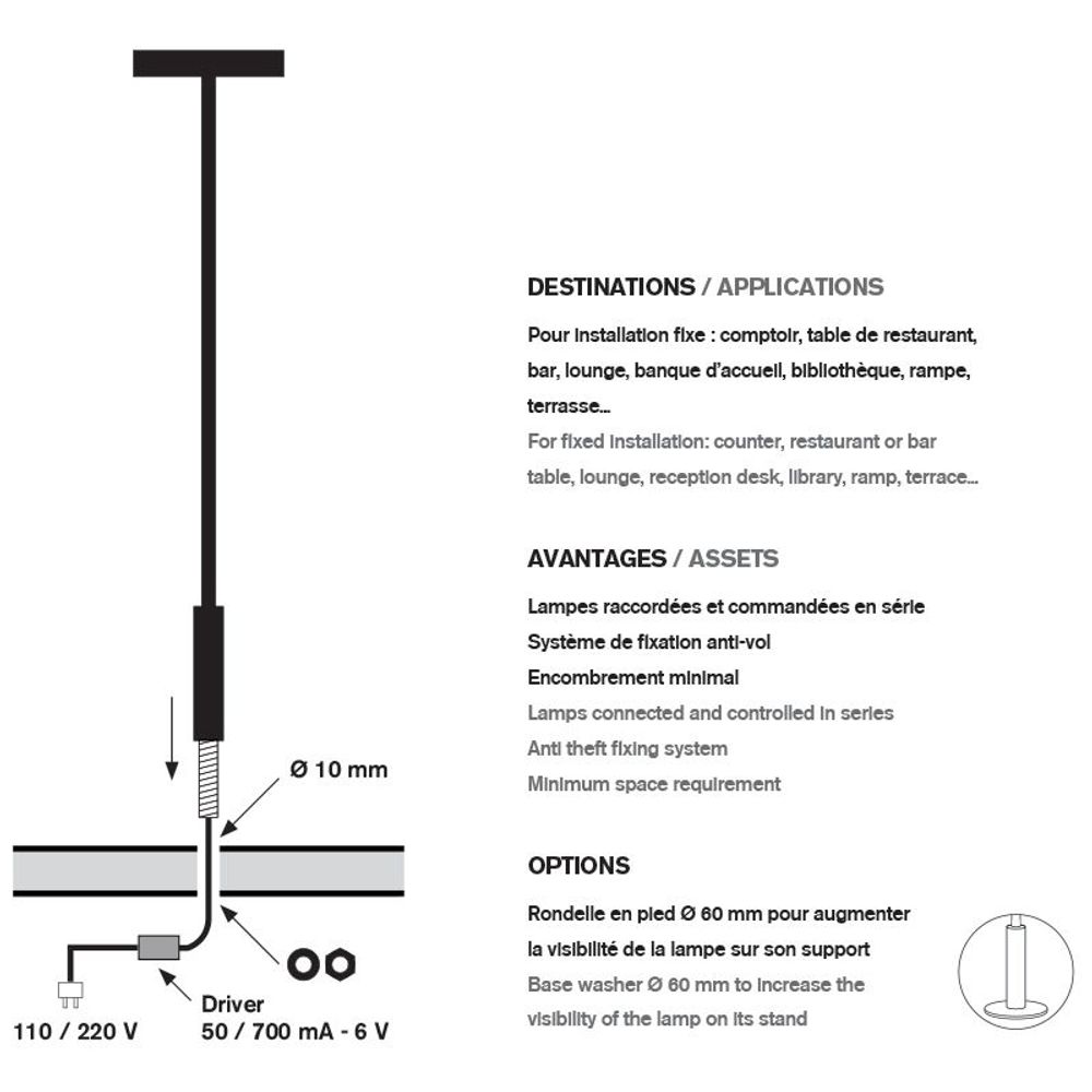 Table lamps - Built-in  lamp STATIK Silver mini model - H.ISLE