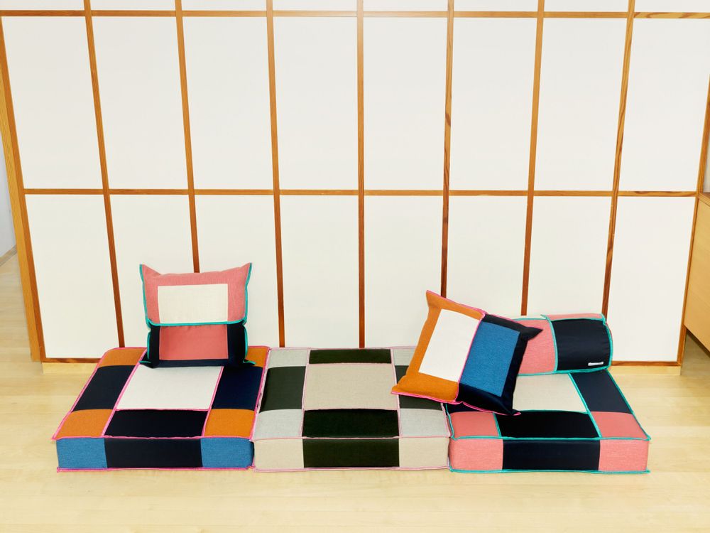 Fabric cushions - Floor Pouf made of Discarded Textile - JUSLIN MAUNULA