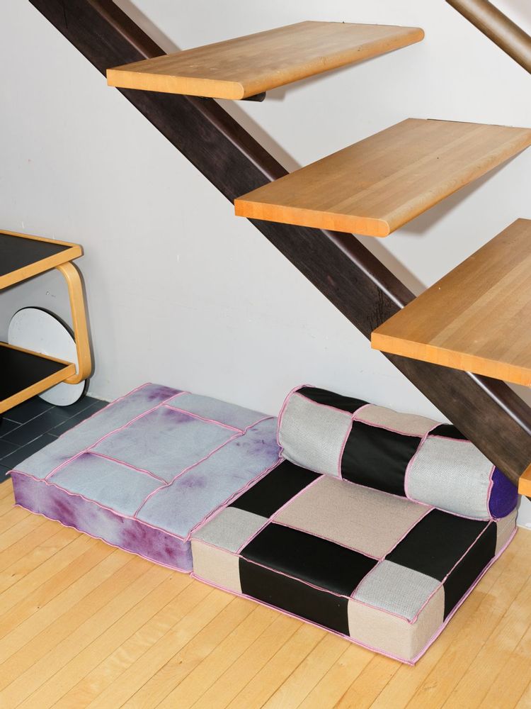 Fabric cushions - Bolster made of Discarded Textiles - JUSLIN MAUNULA