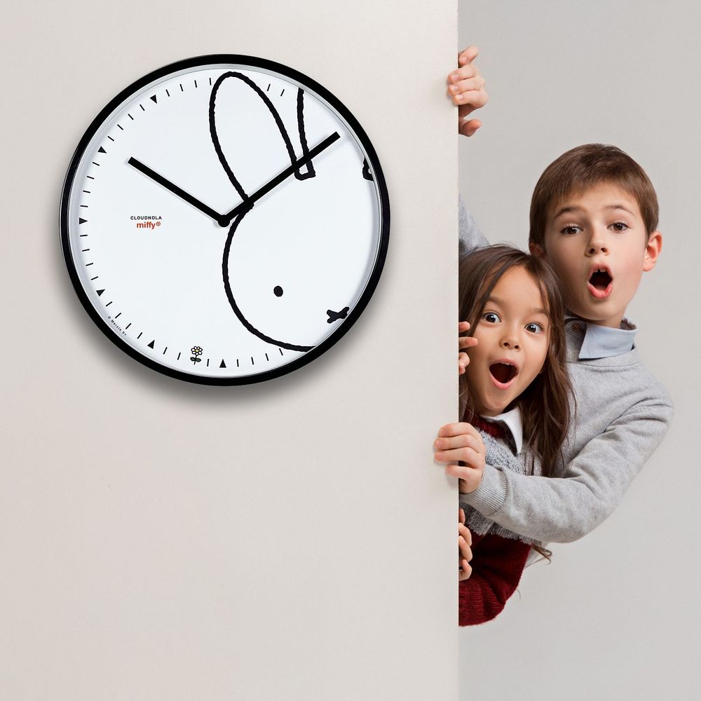 Horloges - Horloge Murale Miffy Peek a Boo Black XL, - CLOUDNOLA