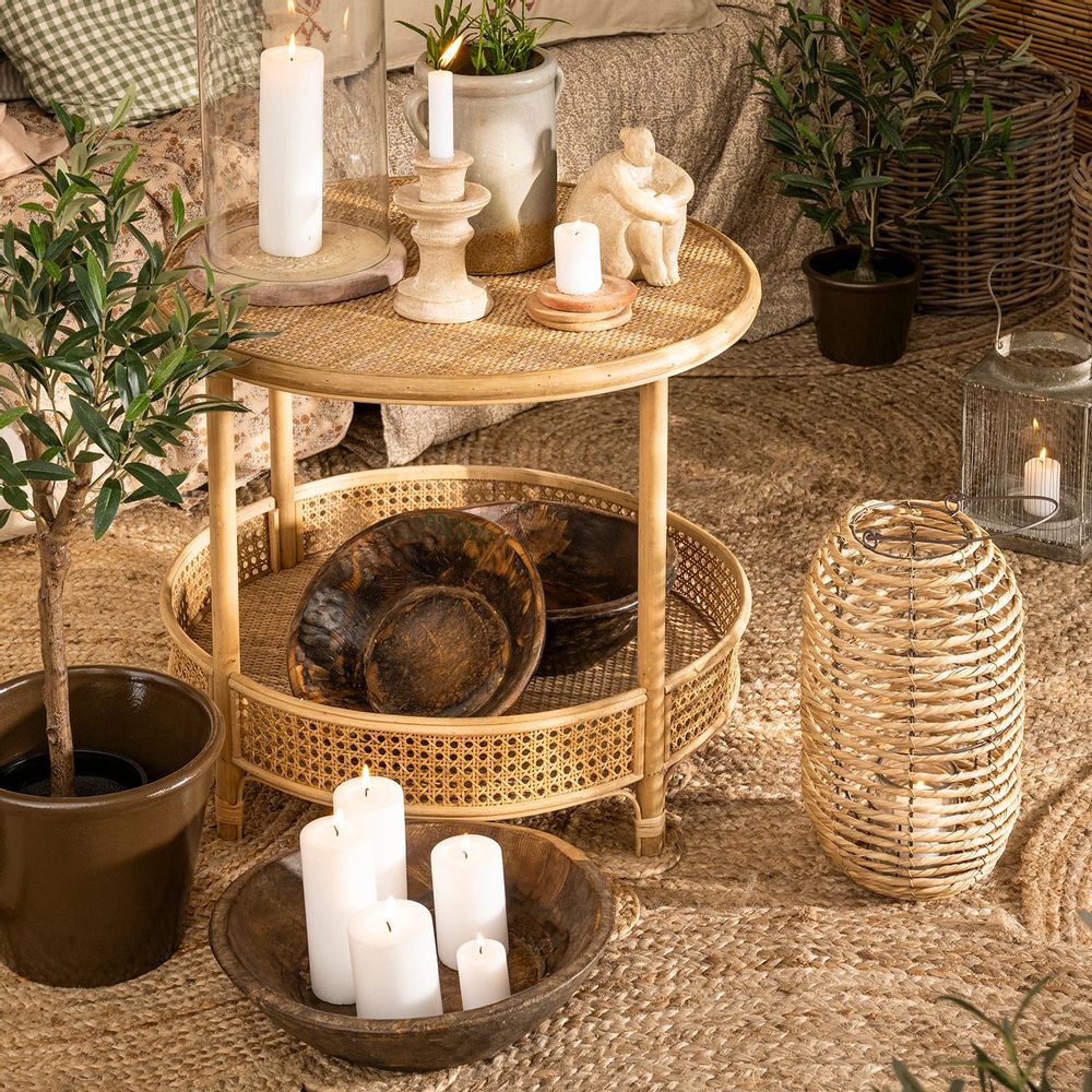 Lampes de table extérieures - Bougeoir, herbe de mer et métal, avec insert en verre. - IB LAURSEN