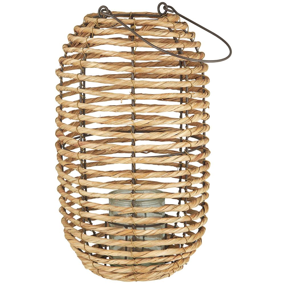 Lampes de table extérieures - Bougeoir, herbe de mer et métal, avec insert en verre. - IB LAURSEN