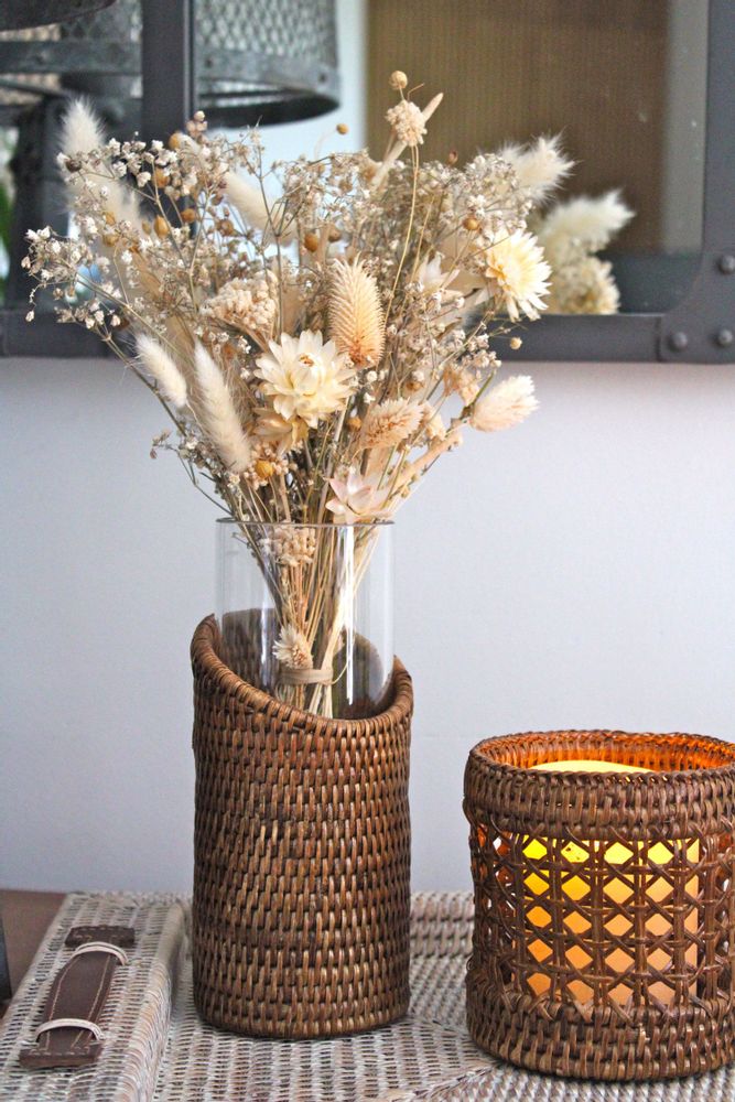 Vases - Pye rattan and white glass vase - PAGAN