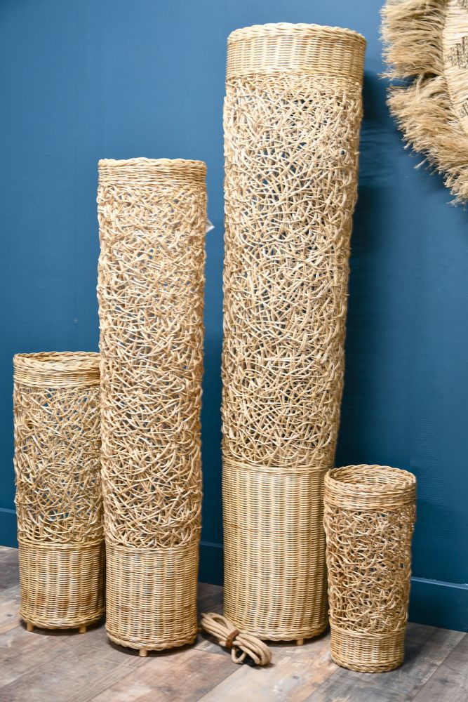 Lampes à poser - Lampe colonne Magwe XL rotin naturel - PAGAN