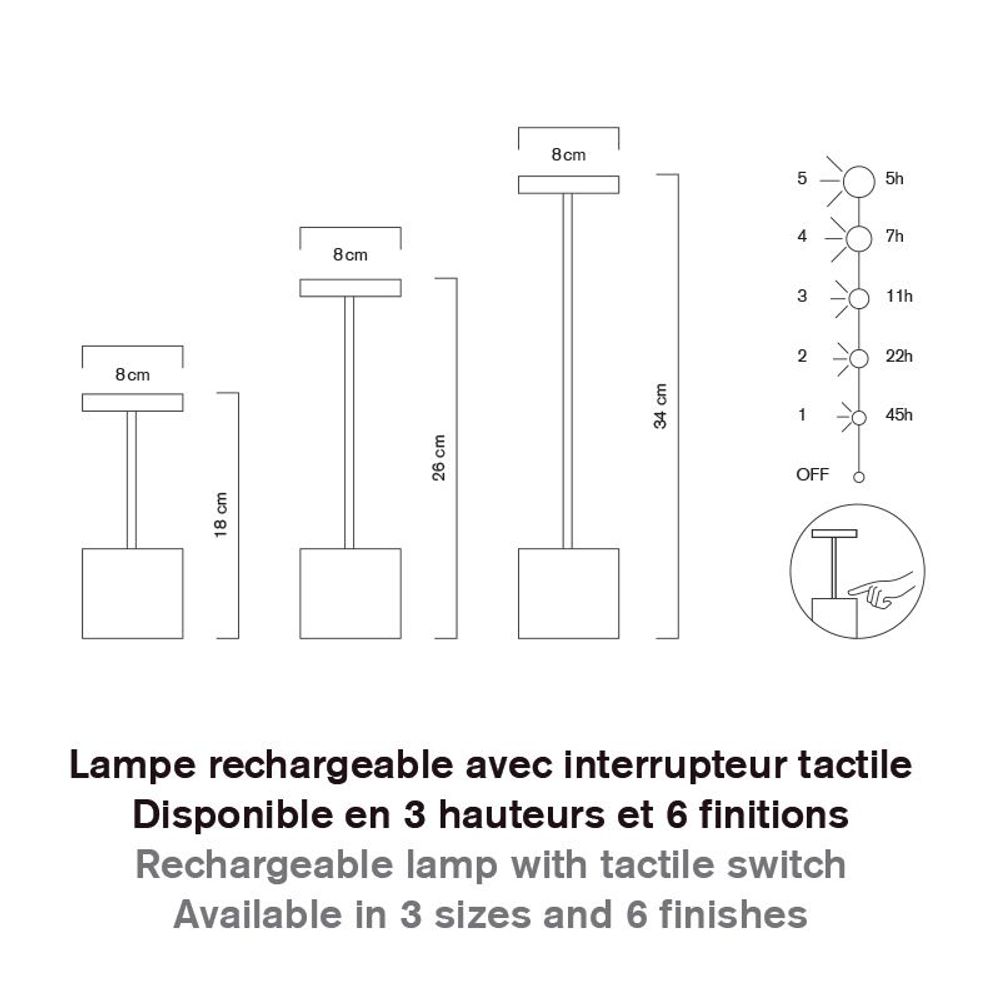 Wireless lamps - Cordless lamp LUXCIOLE Silver Small model - HISLE