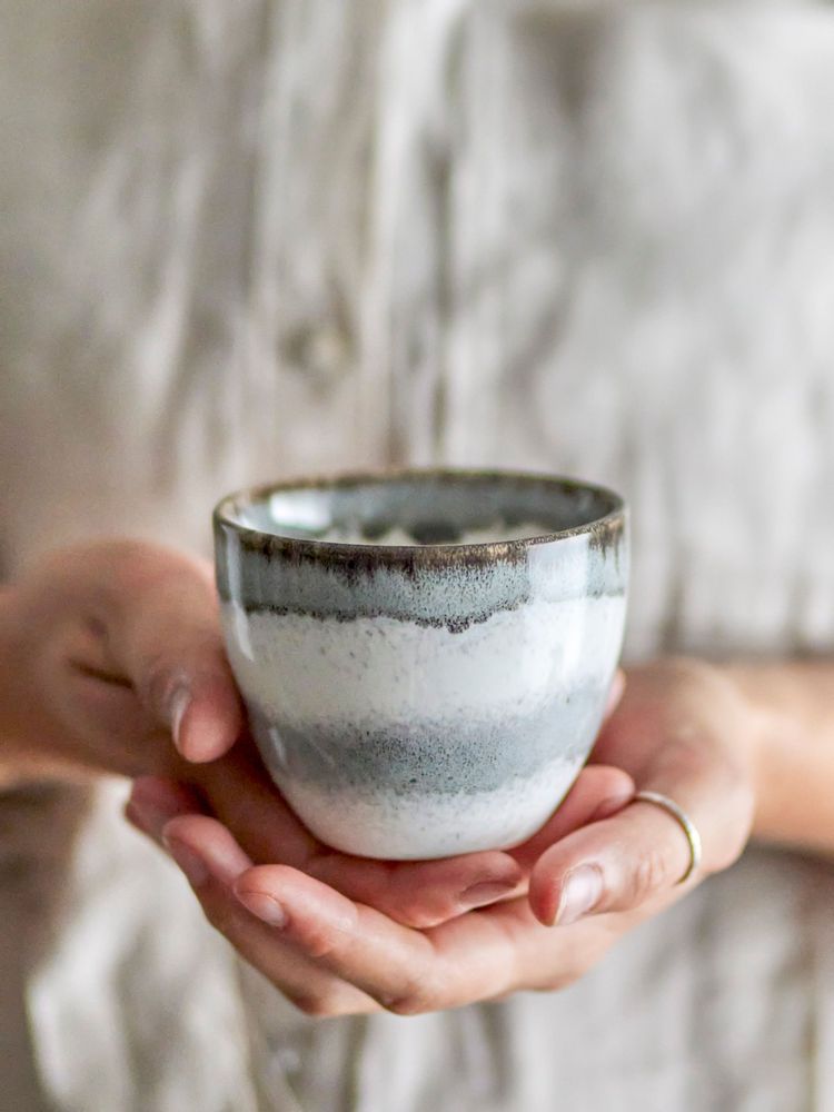 Mugs - Paula Cup, Grey, Stoneware - BLOOMINGVILLE